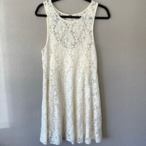 Free People Miles Of Lace Lined Ivory Boho Crew Neck Womens Summer Dress Small